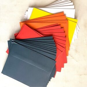 Colorful Envelope Set. New- blue red orange yellow & white . 34 envelopes